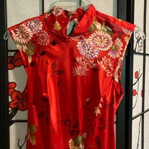 Satin Asain Style Maxi Dress